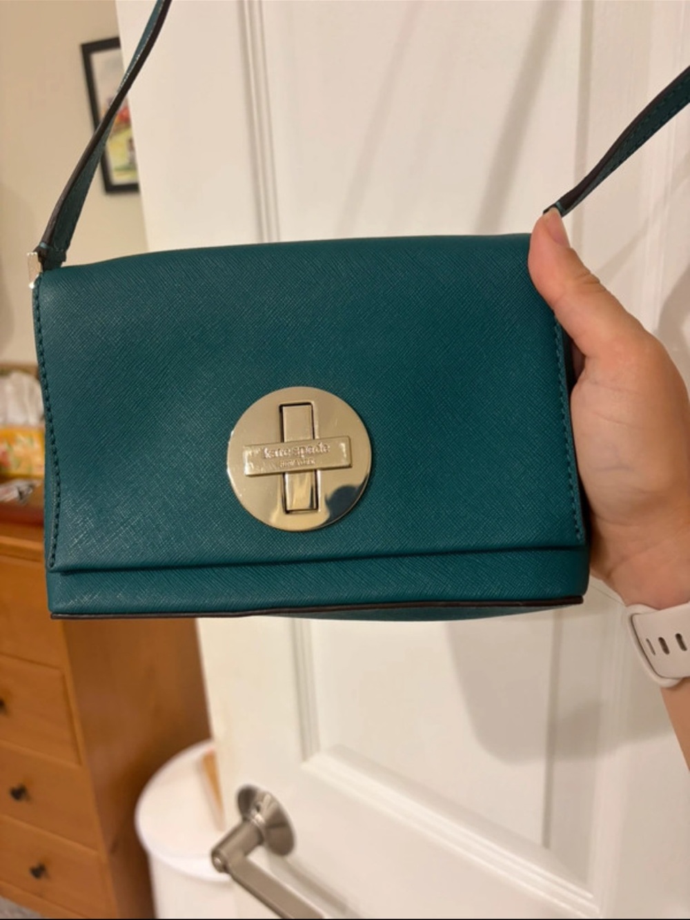 Kate Spade Newbury Lane Sally Teal Crossbody Bag with Turnlock